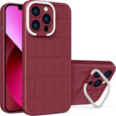 Mobigear Hoesje geschikt voor Apple iPhone 14 Telefoonhoesje Hardcase | Mobigear Cube Backcover met Standaard | iPhone 14 Case | Back Cover - Rood