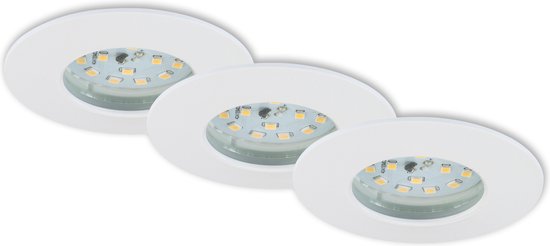 Briloner Leuchten - LED-inbouwlampen, set van 3, plafondlampen, dimbaar, elk 6,5W, elk 570 lumen, 3.000 K, IP44, wit, Ø7,5 cm