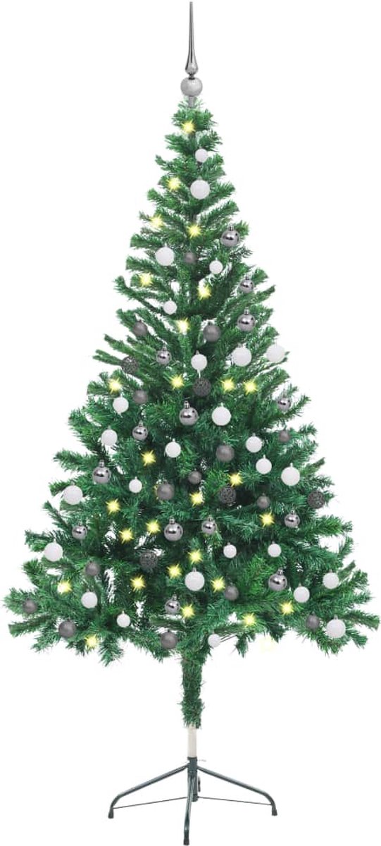 Prolenta Premium - Kunstkerstboom met LED's en kerstballen 380 takken 150 cm