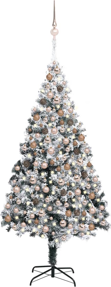 Prolenta Premium - Kunstkerstboom met LED's, kerstballen en sneeuw 300 cm groen
