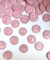 wax seals - babyvoetjes - roze - wax zegels - lakzegels - sluitzegels - zelfklevend - uitnodiging - geboortekaartjes (15 stuks)