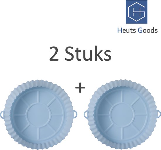 Heuts Goods - Airfryer Accessoires - Airfryer Bakpapier - 2 Airfryer Siliconen Bakjes - Airfryer Accessoires - Airfryer bakpapier Siliconen - Siliconen Airfryer Bakjes - Duurzaam - 20CM - 2 STUKS - Blauw