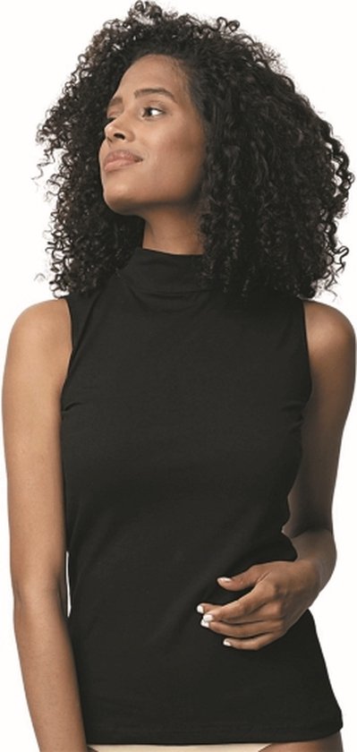 DONEX- Chemise femme sans manches en Katoen avec col roulé-1 pack-Maillot de corps femme-Cadeau pour femme-noir-L