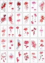 Manjusaka bloemen neptattoo-30 vellen 45 stuks- Lycoris-Higanbana- Carnaval-tattoo stickers-Tijdelijke Tatoeages–Tattoo Stickers