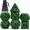 Afbeelding van het spelletje D&D dice set - DnD dobbelstenen set Groen - Dungeons and Dragons dobbelstenen Inclusief Luxe leren bewaarzakje
