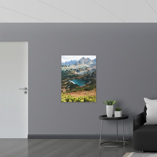 WallClassics - Toile - Lac Près des Montagnes et des Forêts - 75x100 cm Photo sur Toile Peinture (Décoration murale sur Toile)