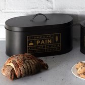 Cook Concept - Boîte à pain - Métal Zwart mat avec impression dorée - 34,5x20x18,5cm