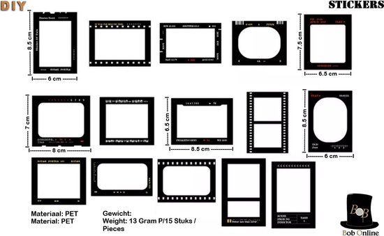 Bob Online ™ - 15 Stuks – Zwart PET Fotolijst Stickers – PET Photo Frame... | bol.com