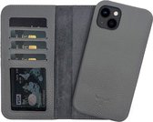 Dutchic Lederen Apple iPhone 13 Hoesje (Tweedelige ontwerp: Book Case / Hardcase - II Grey)