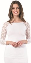 Onderhemd Kanten Body Met Lange Mouwen-Ondergoed Voor Dames-Wit-L