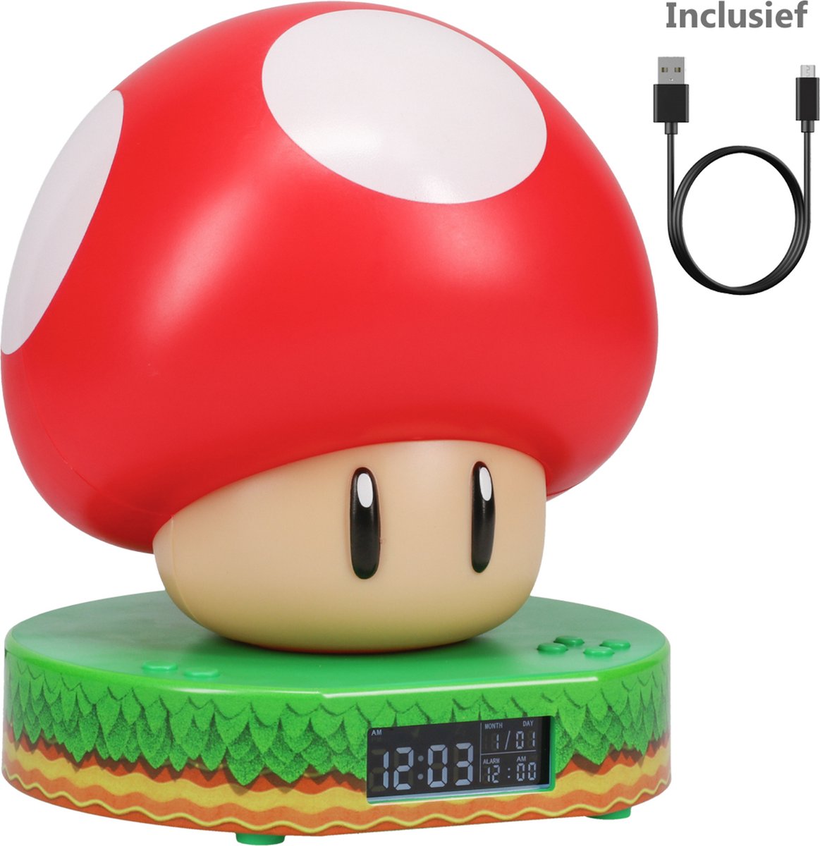 Nintendo Super Mario Mushroom Alarm Clock / Wekker met USB kabel