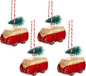 Sass & Bell - Kersthangers Mini VW Bus - 4 stuks - Kerstdecoratie