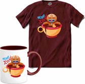 Hot choco koekie - T-Shirt met mok - Heren - Burgundy - Maat XXL