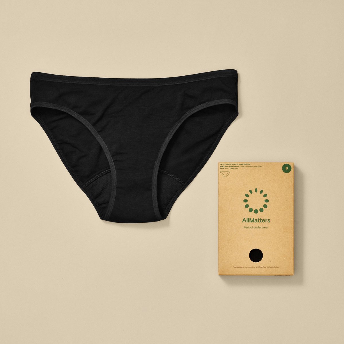 AllMatters Menstruatieondergoed - S - Lekvrij - Absorberend - Comfortabel - Herbruikbaar