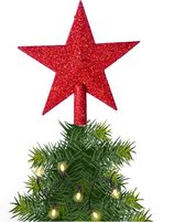 Gerim Mini Kerstboom piek - rood - 14 cm - met glitters