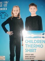 Thermoshirt zwart maat 116/122 - thermo shirt voor kinderen met lange mouwen