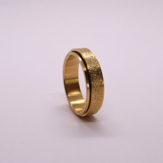 Despora - Anxiety Ring - (Glitter) - Stress Ring - Fidget Ring - Draaibare Ring - Spinning Ring - Spinner Ring - Goud - (19.00 mm / maat 60) - Despora