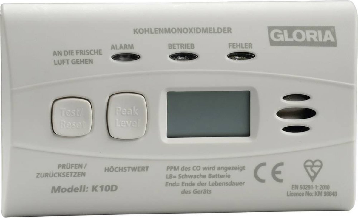 Gloria 25185110.0000 Koolmonoxidemelder Incl. batterij (10 jaar) werkt op batterijen Detectie van Koolmonoxide