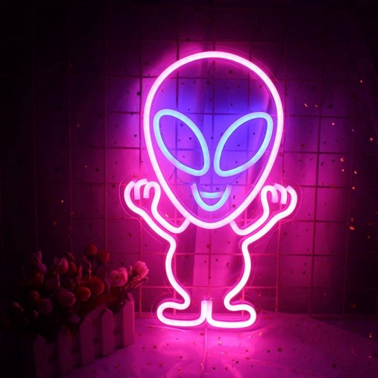 4LifeProducts- Alien - Led verlichting - Neon Verlichting- Neon Lamp- wandlamp - Nacht Sfeerlicht - Wanddecoratie - Gamen - Cadeau - Kind - Volwassenen