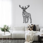 Wanddecoratie | Geometrisch Hert / Geometric Deer| Metal - Wall Art | Muurdecoratie | Woonkamer |Zwart| 50x75cm