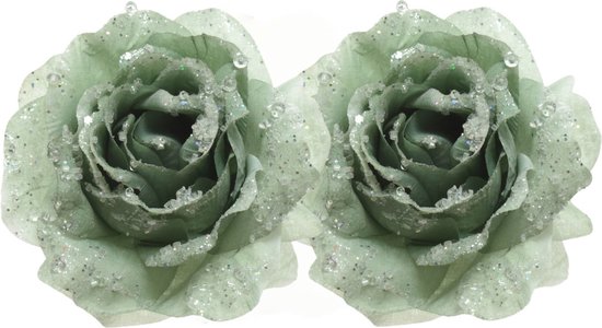 mozaïek gewelddadig Decoratief 2x Salie groene decoratie bloemen rozen op clip 14 cm -... | bol.com