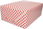 3x Inpakpapier/cadeaupapier rode hartjes print 200 x 70 cm rollen - Valentijnsdag kadopapier / cadeaupapier