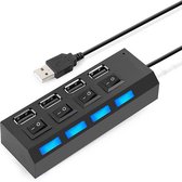 Borvat® | Zakelijke USB Splitter | USB Hub | 4 Poorten | Aan/Uit Switch | Laptop | Desktop | Zwart