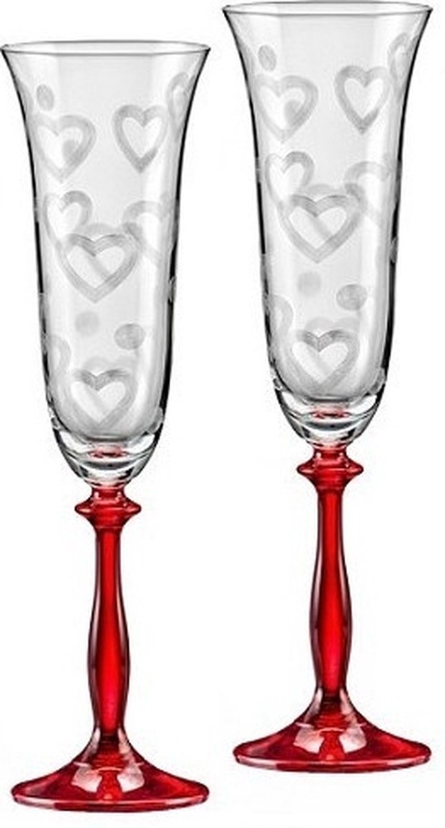 2 Kristallen Crystalex champagne glazen Love