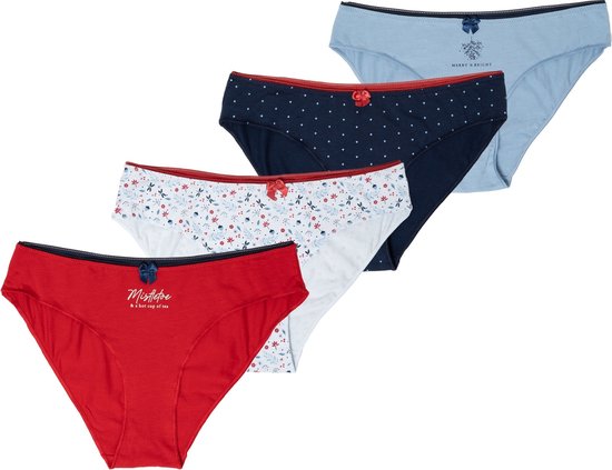 Happy Shorts Dames Kerst Slips Onderbroeken 4-Pack - Maat S