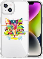 Silicone Case Geschikt voor iPhone 14 Smartphone hoesje met doorzichtige rand Cat Color