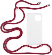Shop4 - iPhone 14 Hoesje - Zachte Back Case TPU Siliconen met Koord Donker Rood