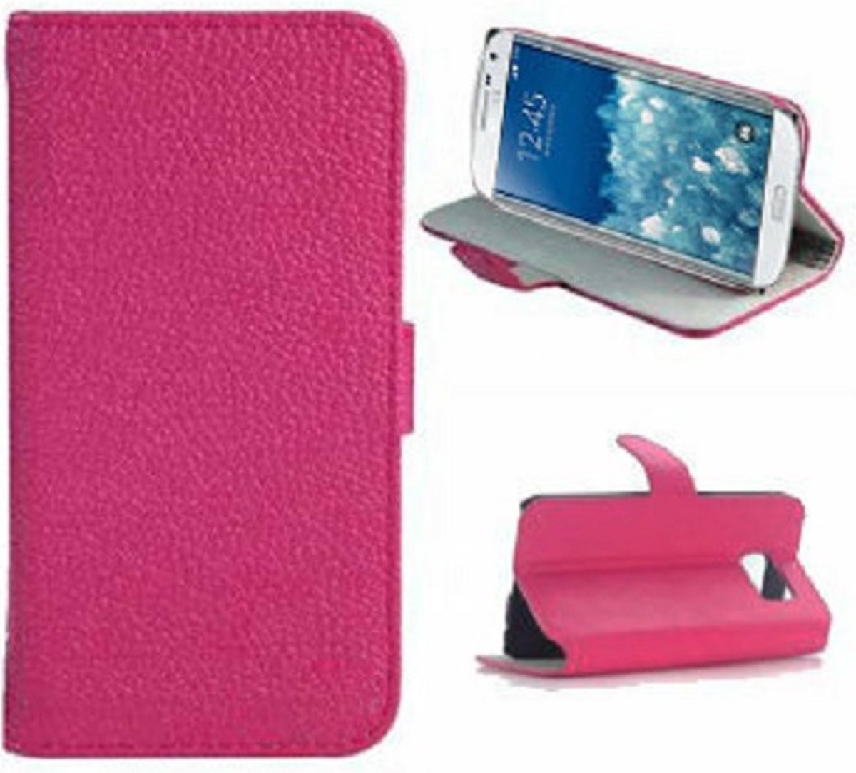Samsung S6 EDGE Hoesje Met Pasjeshouder Bookcase Roze