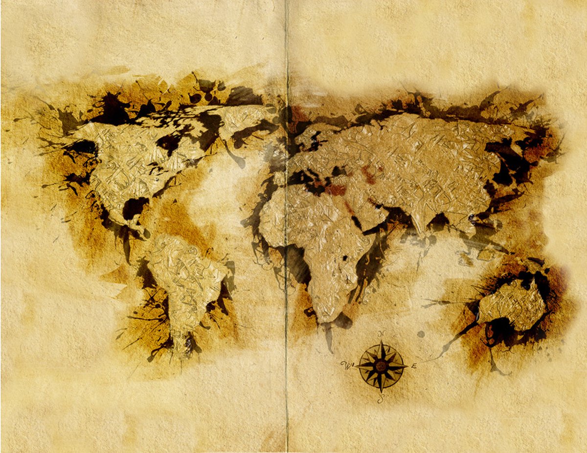 Fotobehang - Kaart van de wereld gold-diggers '.