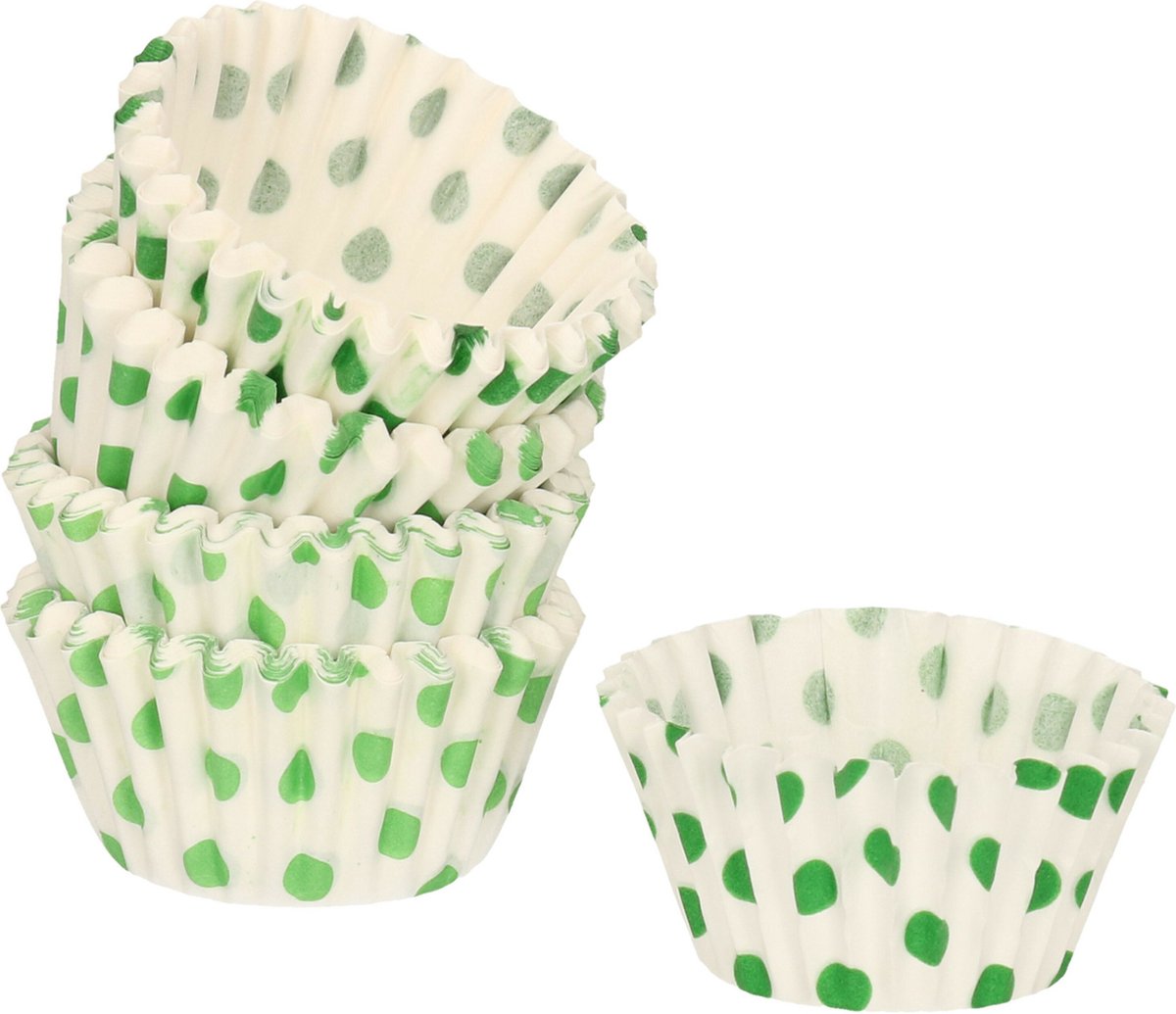 Mini muffin en cupcake vormpjes - 90x - groen - papier - 4 x 4 x 2 cm