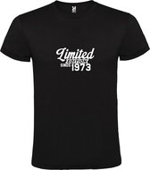 Zwart T-Shirt met “ Limited edition sinds 1973 “ Afbeelding Wit Size L
