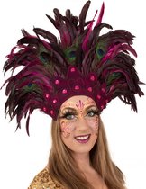 Coiffe de plumes coiffe de plumes de paon burlesque rose carnaval d'été