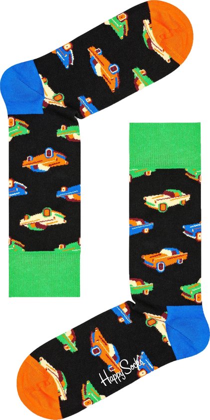 Happy Socks Car Sock - zwart met autootjes - Unisex - Maat: 41-46