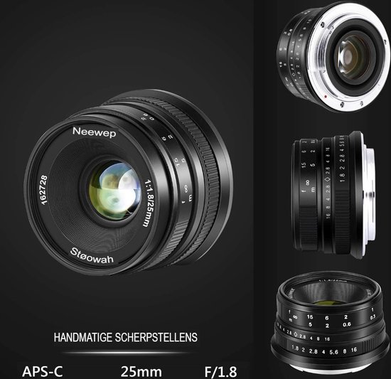 SIRUI Night Walker 16mm Handmatige Focus Cine-Lens (S35 Frame), T1.2 Groot Diafragma S35 Frame Prime-lens E-Mount, voor Sony FX30, ZV-E10, A6500, A6600, Zwart