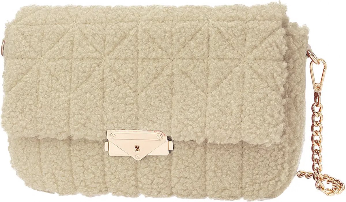 Handbag with teddy fabric stitched
