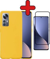 Hoesje Geschikt voor Xiaomi 12 Pro Hoesje Siliconen Case Hoes Met Screenprotector - Hoes Geschikt voor Xiaomi 12 Pro Hoes Cover Case - Geel.