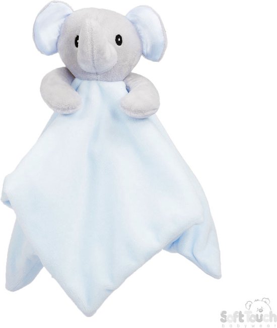 Soft Touch Knuffeldoekje Olifant Met Naam-persoonlijk kraamcadeau 36 x 36 Cm BC36 Kleur: Blauw van Soft Touch — afbeelding 2