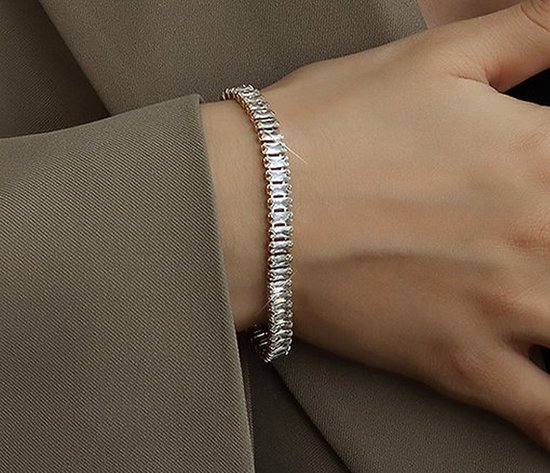 Bracelet Tennis - Bracelets à maillons lien avec cristaux Micci Due plaqué or blanc par Sophie Siero avec coffret cadeau