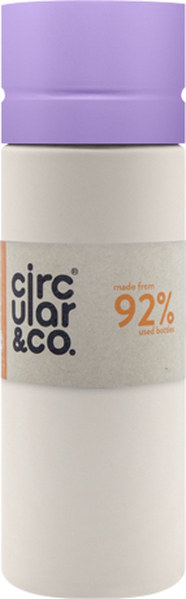 Circular&Co. herbruikbare to go waterfles 21oz/600ml crème/paars