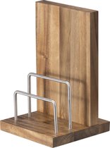 Navaris houten messenblok en snijplankhouder - Magnetische messenhouder van hout - Plaatsbesparend 2-in-1 design - Donkerbruin