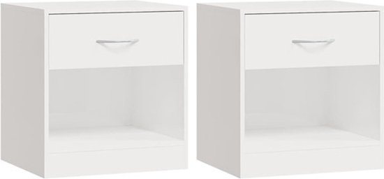 Nachtkastjes 2 stuks Wit hoogglans 40x40x50cm bewerkt hout