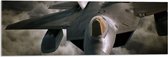 WallClassics - Acrylglas - Straaljager in Donkere Wolken - 90x30 cm Foto op Acrylglas (Met Ophangsysteem)