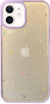 Smartphonica iPhone 11 TPU hoesje doorzichtig met glitters - Paars / Back Cover geschikt voor Apple iPhone 11