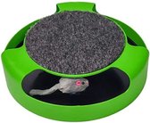 Moulin de jeu pour chat vert avec souris de jeu avec tapis à gratter rond