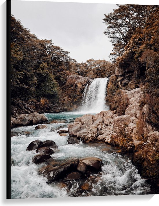 WallClassics - Canvas  - Wilde Rivier met Waterval - 75x100 cm Foto op Canvas Schilderij (Wanddecoratie op Canvas)