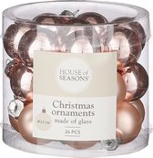 House of Seasons 24 licht roze kerstballen glas D 2,5 cm
